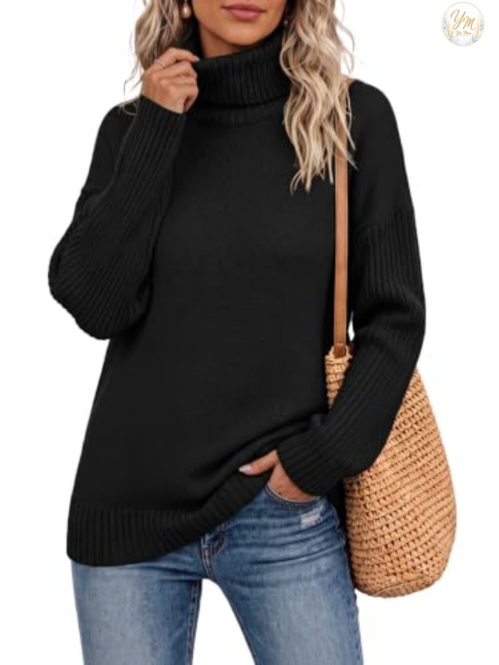 Chunky Oversized Turtleneck Tunic Sweater Pullover 100% Acrylic